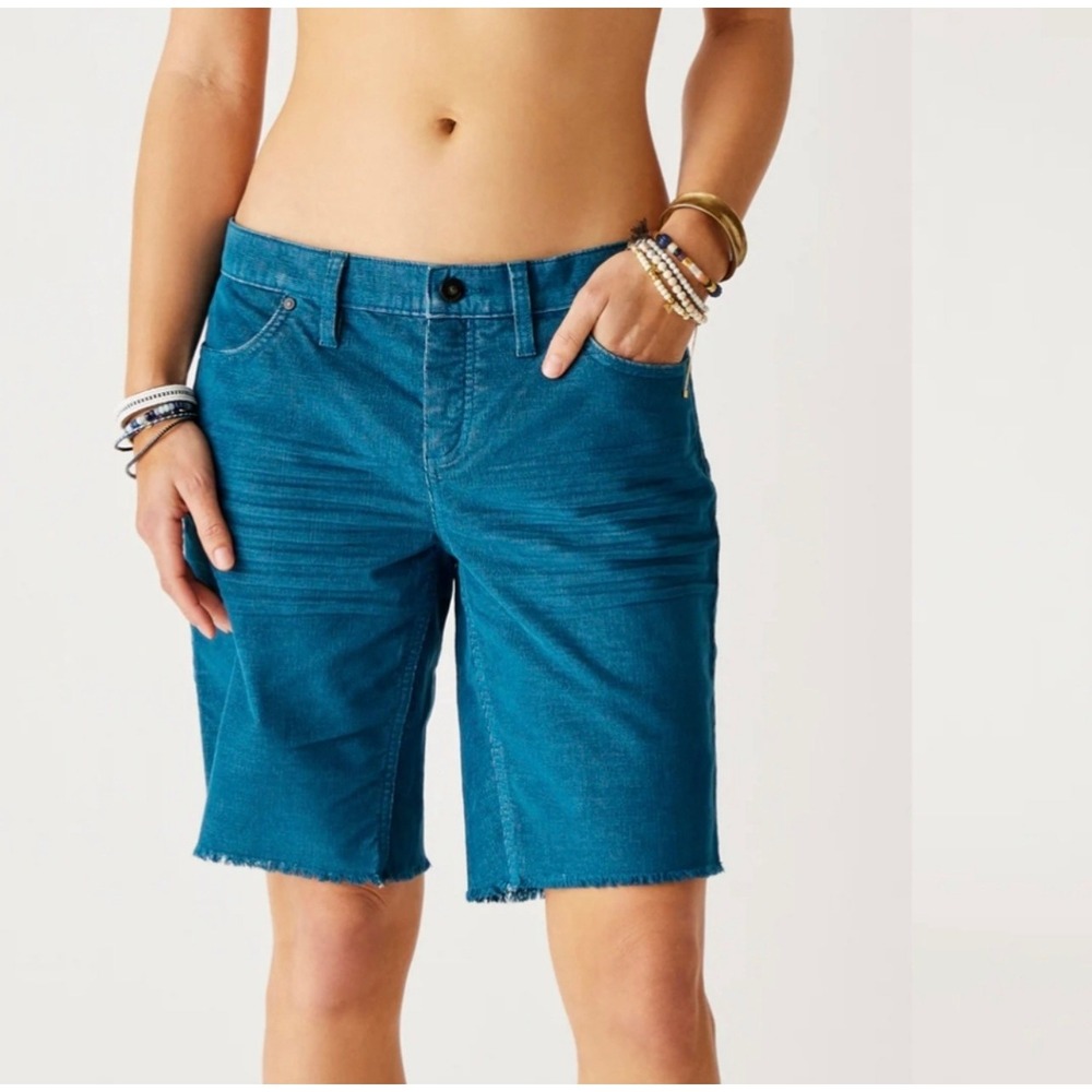 Carve Designs Oahu Teal 10" Corduroy Shorts Raw Hem Organic Cotton Size 6